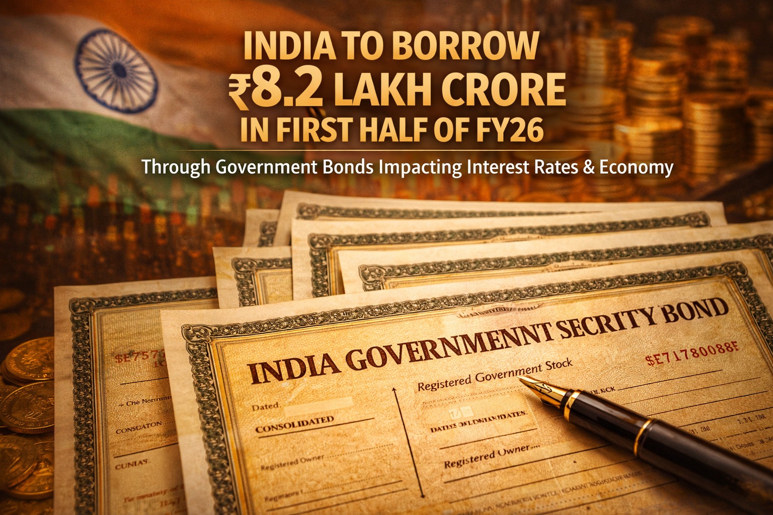 India to borrow 8.2 lakh crore in first half of FY26 through government bonds impacting interest rates and economy